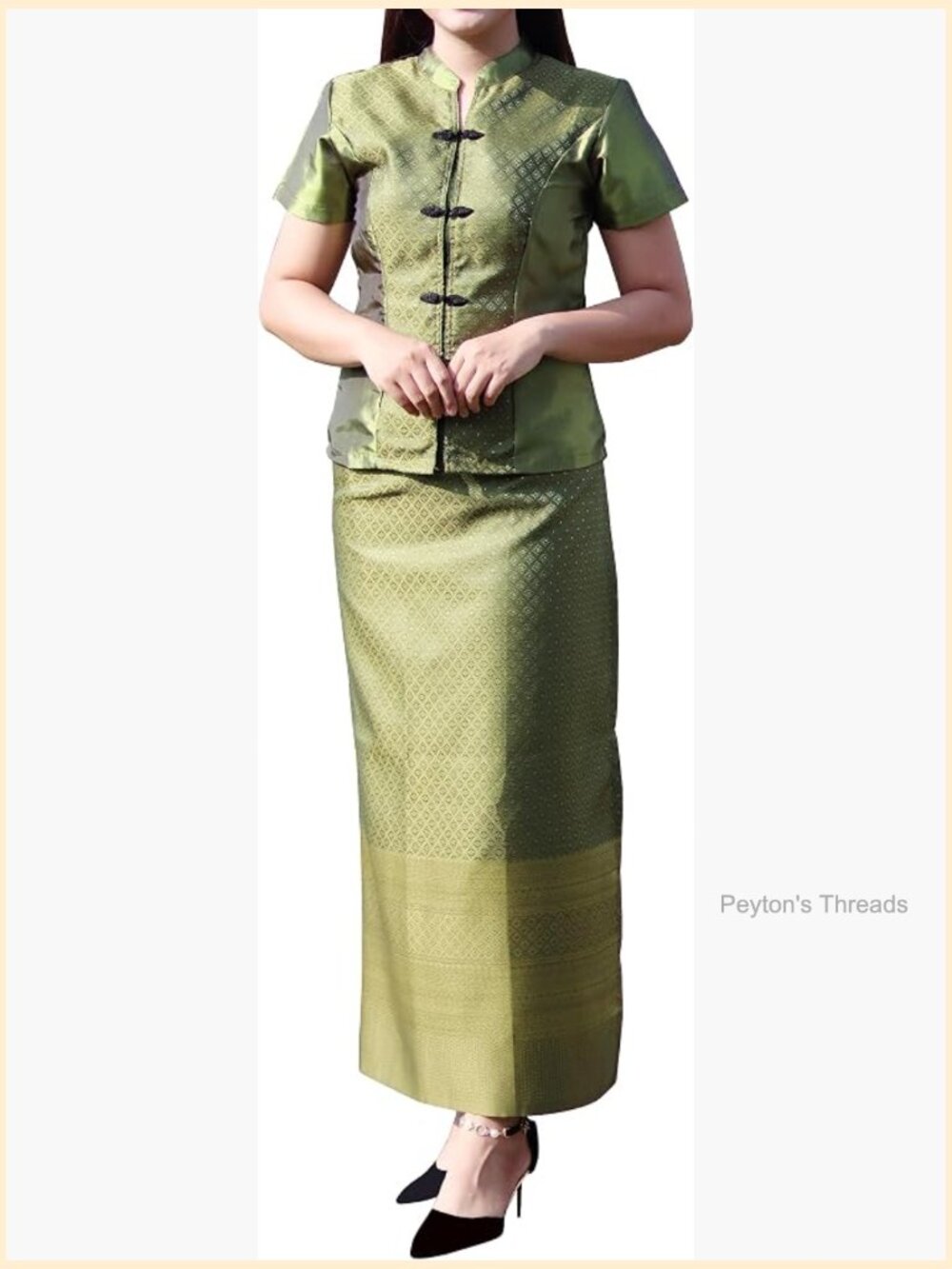 Luxurious Thai Silk Dress with Chinese Cut Stitch - Handmade Wrap Dress